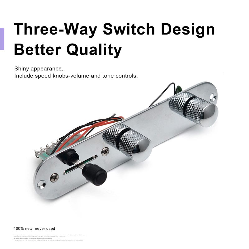 SAPHUE Guitar Control Plate Loaded Chrome/Nickel with 3 Way Switch 500K Tone and Volume Knob Prewired Screws Output Jack for Fender Tele/Telecaster Gibson Sg Electric Guitar Parts Replacementï¼ˆBlackï¼‰ - Image 2